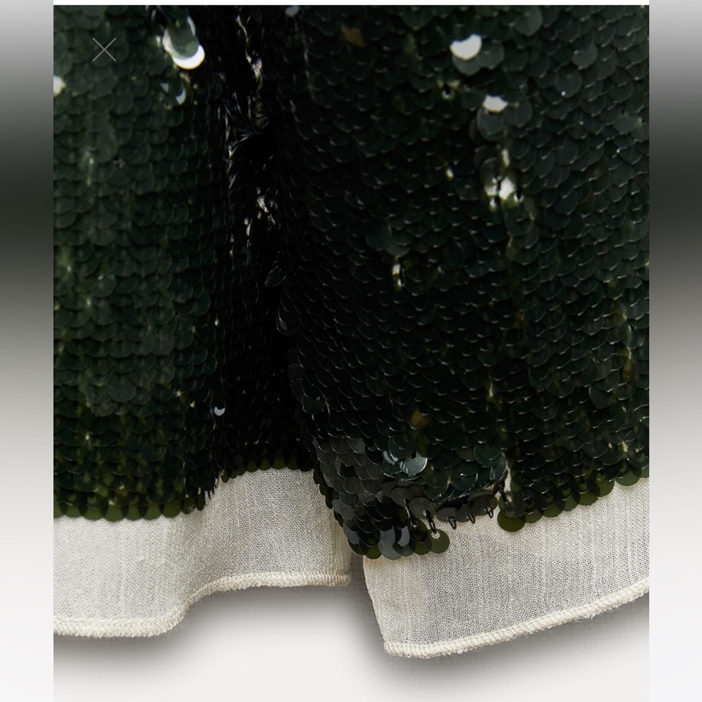 Zara green SEQUIN BLAZER ZW COLLECTION party wedding - Picture 8 of 11